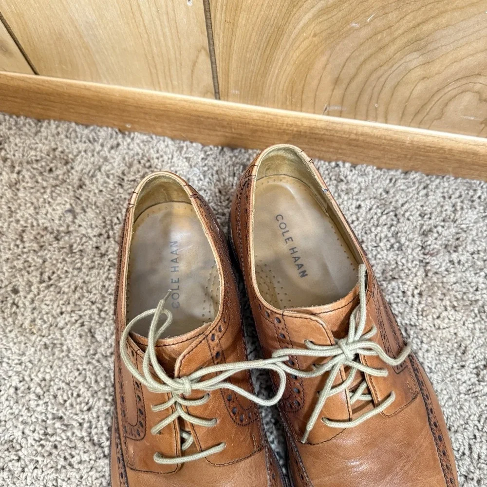 COLE HAAN Size 12 Caramel Brown Wingtip Oxfords Shoes Air